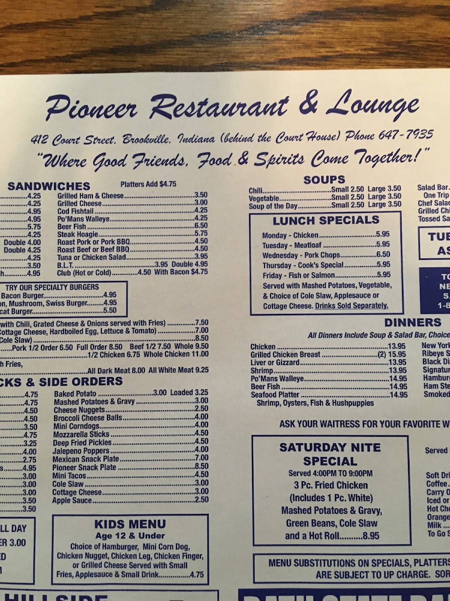 Menu Pioneer Restaurant & Lounge-5